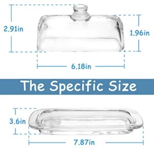 Gusnilo Glass Butter Dish,Classic Butter Transparent Tray Butter Stick Keeper Tray With Lid And Handle Butter Keeper Dishwasher Safe(1PC)