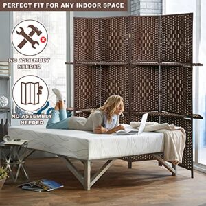 Room Dividers and Folding Privacy Screens 4 Panel 67 Inch Tall Portable Room Seperating Divider w/ 2 Display Shelves Solid Wood Room Partitions and Dividers Freestanding for Home, Office