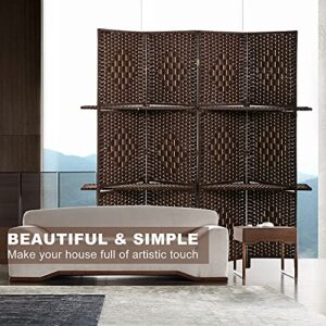 Room Dividers and Folding Privacy Screens 4 Panel 67 Inch Tall Portable Room Seperating Divider w/ 2 Display Shelves Solid Wood Room Partitions and Dividers Freestanding for Home, Office