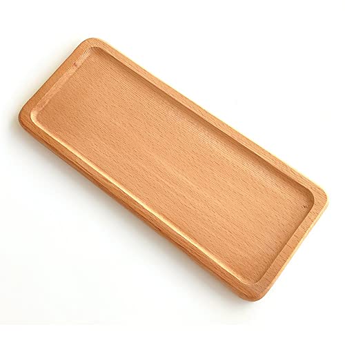 ECOSALL Wood Serving Tray 13 inch - Small Platter for Food, Cheese, Bread, Meat. Decorative Wooden Tray for Jewelry, Keys, Coins, Candles, Bathroom - Bar Display Tray with Easy Carry Grooved Handles