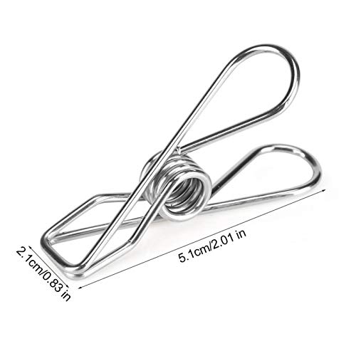 BORDSTRACT 20PCS Stainless Steel Clothes Pegs, Laundry Hanging Clothesline Clips, Long-Lasting Strong-Grip Metal Laundry Clips for Washing Line Snack Bags Washcloth Paper at House Kitchen Office