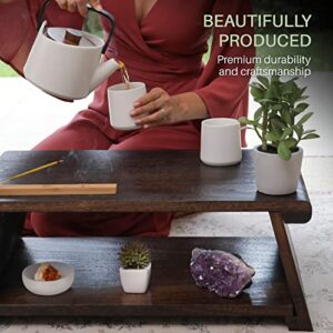 ENSO SENSORY Uji Premium Japanese Meditation & Tea Table - Folding Low Sitting Altar - Crafted Paulownia Wood - Spiritual Floor Sitting Short Table - Tatami Chabudai Desk for Dining & Coffee