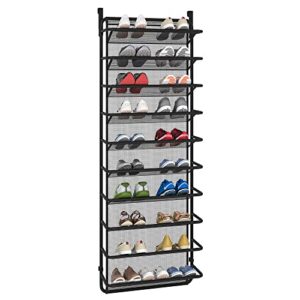 fkuo 10 tier over the door shoe organizer hanging shelves shoe storage shoe rack for closet entryway space saving (10 layer, matte black)