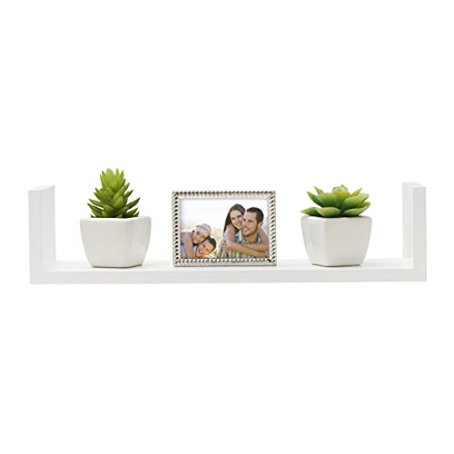 MELANNCO Floating U Shelves for Bedroom, Living Room, Bathroom, Kitchen, Nursery, Set of 3, White