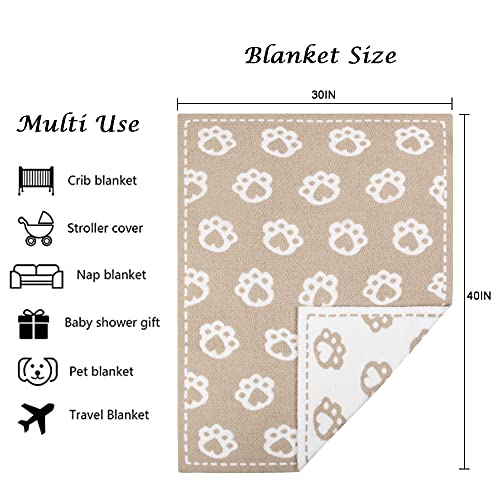 Kid Nation Baby Blankets for Girls Baby Boy Toddler Blanket Soft Baby Quilt Plush Crib Blanket Newborn Stroller Blanket Nursery Infant Bear Paw Khaki,40 x 30 in