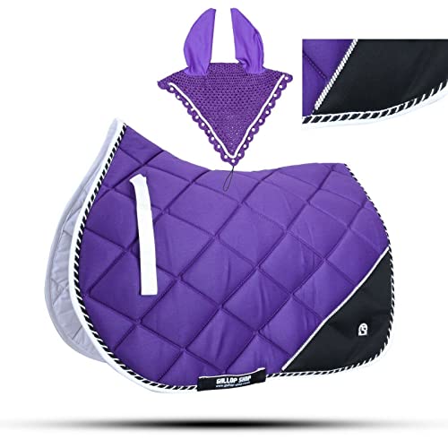 Numnah General Saddle Pads Jewel Trimming Amara Palm Free Ear (Ship from USA) (Cob, Grey)