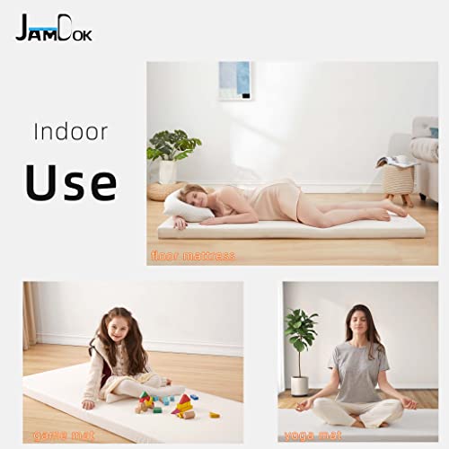 Jamdok Cot Mattress Topper,Camping Mattress,Portable Folding Sleep Mat,Roll Up Mattress,Narrow Twin High Density Ventilated Mattress Pad(75 x 30 X2 inches)