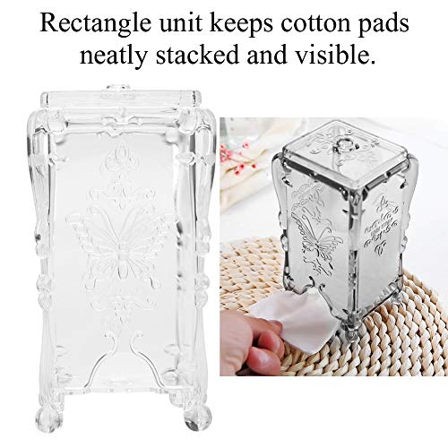 Cotton Pads Holder Organizer Swab Balls Box Holder Dispenser Storage Canister Cosmetic Pads Container for Bathroom Countertop Vanity (Transparent)