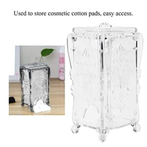 Cotton Pads Holder Organizer Swab Balls Box Holder Dispenser Storage Canister Cosmetic Pads Container for Bathroom Countertop Vanity (Transparent)