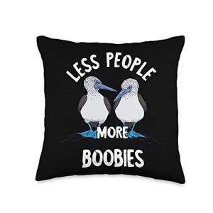 cute blue foot booby sea bird blue footed booby less people blue footed boobie bird lover throw pillow, 16x16, multicolor