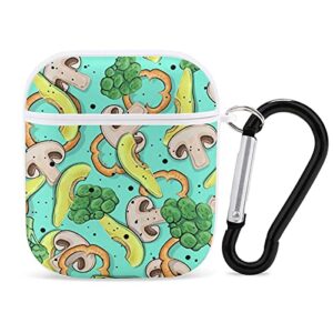 parsley and broccoli airpods case wireless shockproof protective bluetooth headset cover with a key chain compatible with airpod 1&2