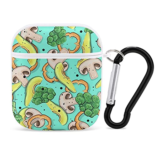 Parsley and Broccoli Airpods Case Wireless Shockproof Protective Bluetooth Headset Cover with a Key Chain Compatible with AirPod 1&2