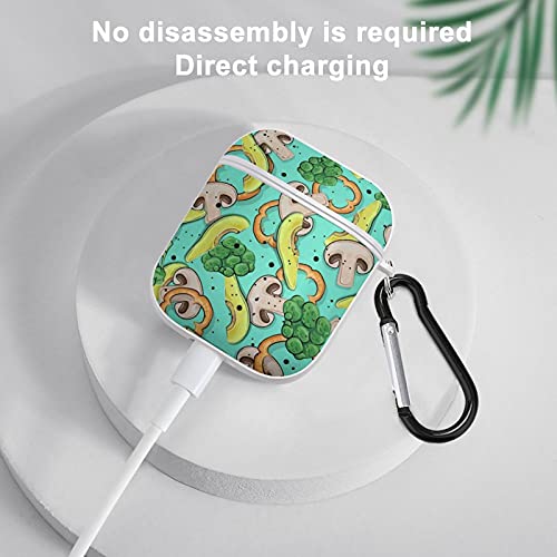 Parsley and Broccoli Airpods Case Wireless Shockproof Protective Bluetooth Headset Cover with a Key Chain Compatible with AirPod 1&2