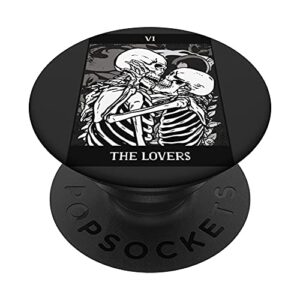 the lovers skeleton tarot card occult goth halloween gothic popsockets swappable popgrip