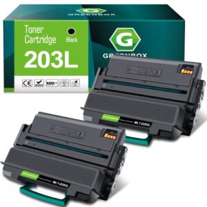greenbox compatible toner cartridge replacement for samsung 203l mlt-d203l 5,000 pages high yield for proxpress m3370fd m3870fw m4070fr m3320nd m3820dw m4020nd sl-m3870fw sl-m3320nd m3370fd (2 black)