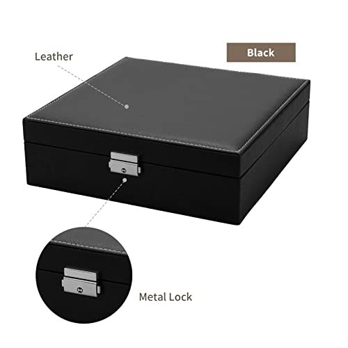 Smileshe Jewelry Box for Women Girls, PU Leather Organizer Boxes with Lock, 2 Layers Large Display Storage Case for Rings Earrings Necklaces Bracelets