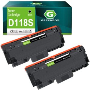 greenbox compatible mlt-d118l toner cartridge replacement for samsung mlt-d118l mlt d118l mlt-d118s d118l d118s toner for xpress m3015dw m0365fw m3065fw printer (2 black 4,000 pages high yield)