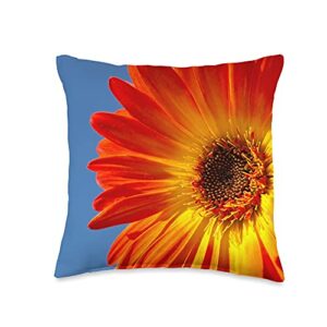 TAYEGU Daisies Flowers Floral Orange Gerber Floral Flowers Daisies Gerbera Throw Pillow, 16x16, Multicolor