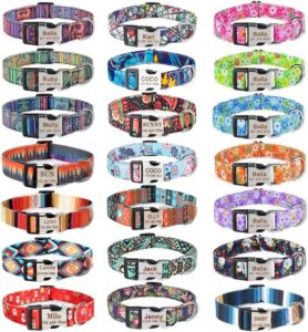moonpet personalized colorful custom dog collar with engraved id name and phone number plate/customized dog collars for puppy small medium large x-large boy girl dogs