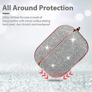 Glitter Airpods Pro Case with Keychain for Women Girls Bling Hard Shockproof and Scratchproof Protective Cover case for Airpods Pro Charging Case,(Front LED Visible)