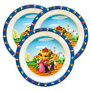 franco kids dinnerware cartoon designed set of 3 kitchen plates, 8 inches, super mario