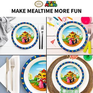 Franco Kids Dinnerware Cartoon Designed Set of 3 Kitchen Plates, 8 Inches, Super Mario