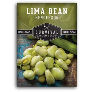 survival garden seeds - henderson lima bean seed for planting - packet with instructions to plant and grow tender white butter beans in your home vegetable garden - non-gmo heirloom variety