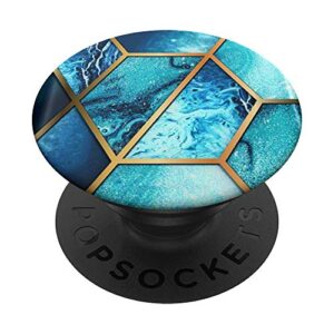 ocean geometric watercolor blue popsockets swappable popgrip
