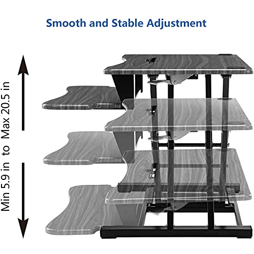 Legend Vansen, 32 Inch Adjustable Height Standing Desk Converter 36 Inch Wide Laptop Riser or Dual Monitor Workstation, Black
