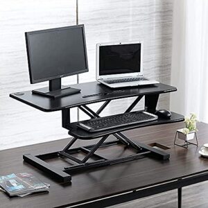 Legend Vansen, 32 Inch Adjustable Height Standing Desk Converter 36 Inch Wide Laptop Riser or Dual Monitor Workstation, Black