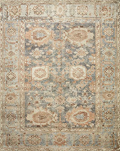 Loloi II Margot Collection MAT-03 Ocean/Spice, Traditional 7'-6" x 9'-6" Area Rug