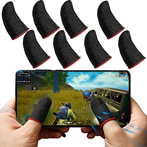 NIXBYO Gaming Finger Sleeves，8 Pieces，Anti-Sweat Breathable Using 24-Pin Silver Fiber Suitable for Most Touch Devices It Can Be Used with Both Large and Small Fingers (Black)