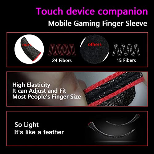 NIXBYO Gaming Finger Sleeves，8 Pieces，Anti-Sweat Breathable Using 24-Pin Silver Fiber Suitable for Most Touch Devices It Can Be Used with Both Large and Small Fingers (Black)