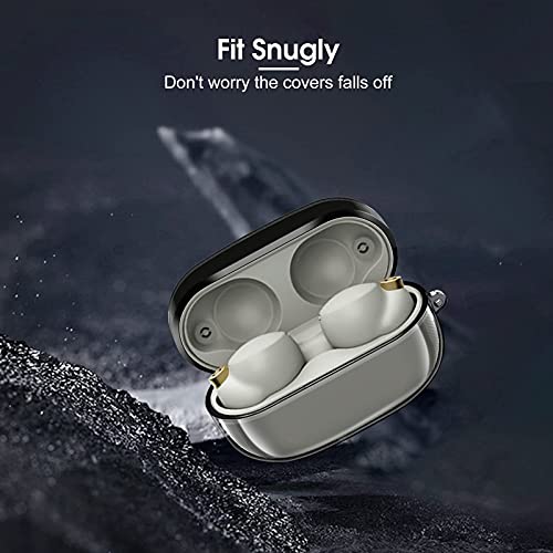 Fintie Case for Sony WF-1000XM4 Earbud, Soft TPU Clear Anti-Scratch Protective Cover with Keychain (Clear Black)