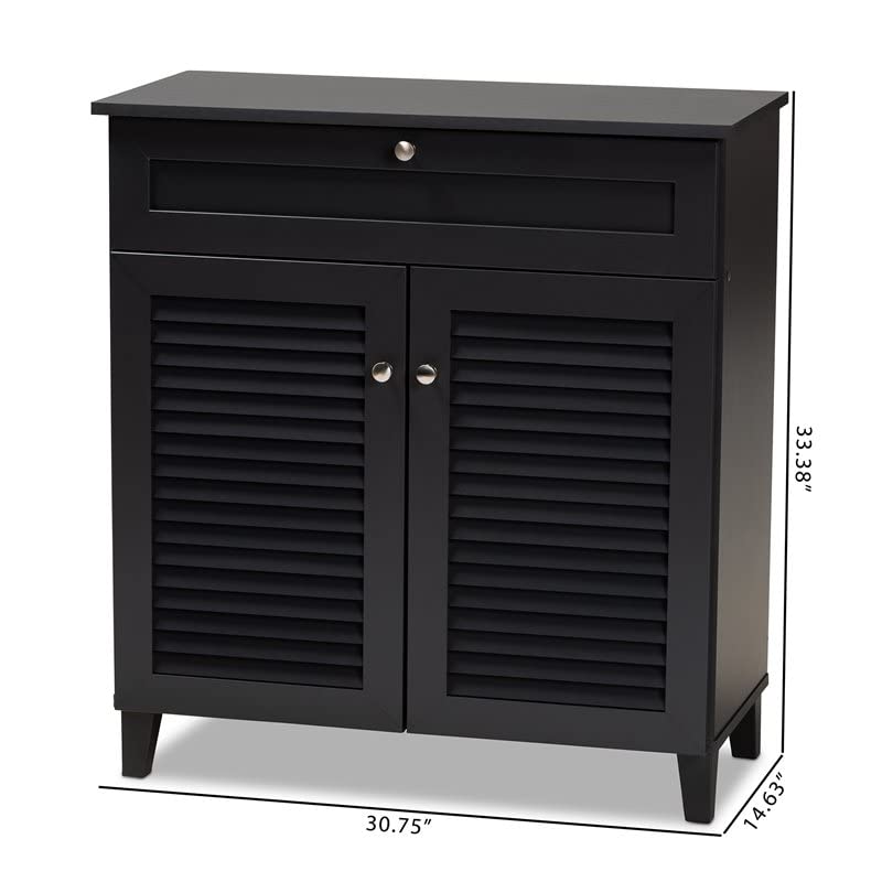 BOWERY HILL Wood 4-Shelf and Drawer Shoe Cabinet in Dark Gray