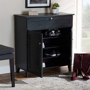 BOWERY HILL Wood 4-Shelf and Drawer Shoe Cabinet in Dark Gray