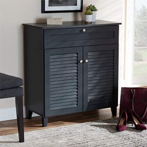 BOWERY HILL Wood 4-Shelf and Drawer Shoe Cabinet in Dark Gray