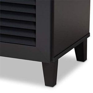 BOWERY HILL Wood 4-Shelf and Drawer Shoe Cabinet in Dark Gray