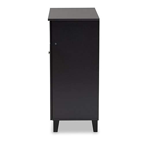 BOWERY HILL Wood 4-Shelf and Drawer Shoe Cabinet in Dark Gray