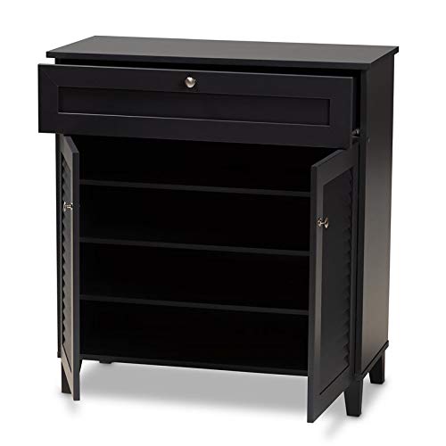 BOWERY HILL Wood 4-Shelf and Drawer Shoe Cabinet in Dark Gray