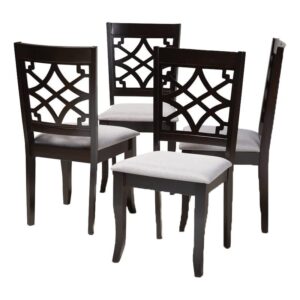 bowery hill 17.9" modern oak wood dining chair in gray/espresso (set of 4)