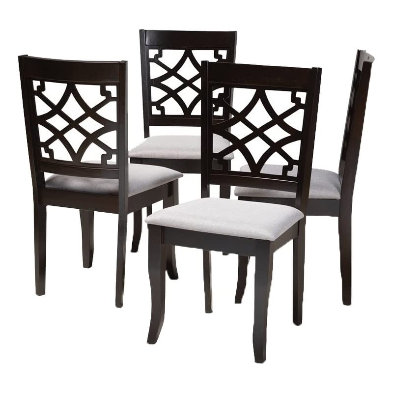 BOWERY HILL 17.9" Modern Oak Wood Dining Chair in Gray/Espresso (Set of 4)