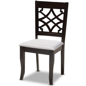 BOWERY HILL 17.9" Modern Oak Wood Dining Chair in Gray/Espresso (Set of 4)