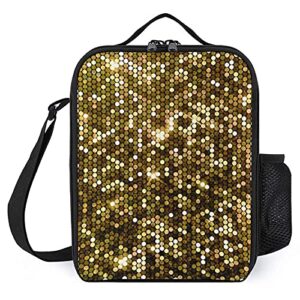 insulated lunch box shiny gold glitter leakproof picnic lunch bags