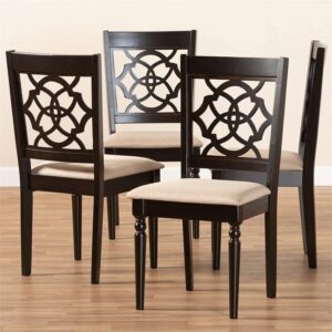 BOWERY HILL 17.9" Modern Oak Wood Dining Chair in Beige/Espresso (Set of 4)