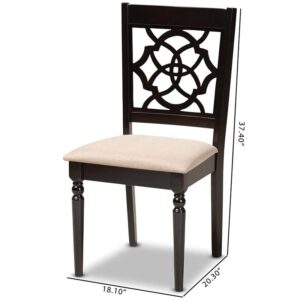 BOWERY HILL 17.9" Modern Oak Wood Dining Chair in Beige/Espresso (Set of 4)