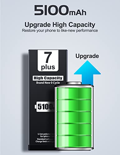 （5100mAh） Battery for iPhone 7 Plus(2022 New Version), (Model:A1661, A1784, A1785) High Capacity Than Others Replacement Battery with Complete Repair Tool Kit and Instructions .b