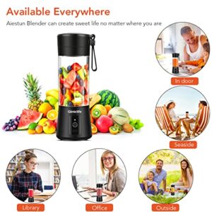 Portable Blender,Travel Blender,Mini Blender,Personal Mixer Fruit Rechargeable with USB,380ml,Fruit Juice for Great Mixing(Black)