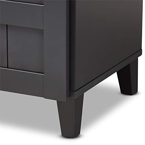 BOWERY HILL Wood 5-Shelf and Drawer Shoe Cabinet in Dark Gray