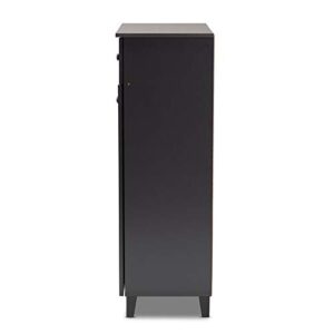 BOWERY HILL Wood 5-Shelf and Drawer Shoe Cabinet in Dark Gray